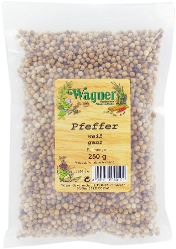 Wagner Gewürze Pfeffer weiß ganz, 1er Pack (1 x 250 g)