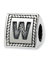 Sterling Silver Letter W Triangle Block Charm Bead Fits Pandora Chamilia Biagi Bracelet