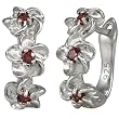 Daisy Chain Garnet Cubic Zirconia Platinum Overlay Sterling Silver Hoop Earrings