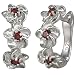 Daisy Chain Garnet Cubic Zirconia Platinum Overlay Sterling Silver Hoop Earrings