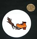3" button / pin printed with teeth, shoe, cartoon, dog, mouth, bite