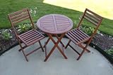 Outdoor Interiors Acacia 3 Piece Round Bistro Outdoor Furniture Set - includes cushions