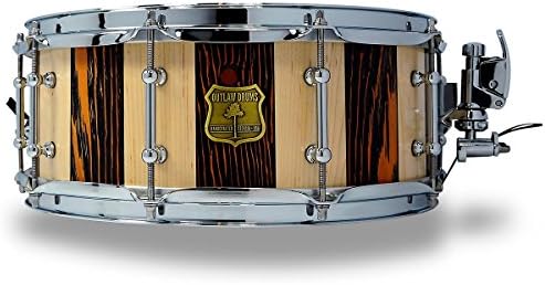 OUTLAW DRUMS Suite Stripe Douglas Fir and Maple Stave Snare Drum with Chrome Hardware 14 x 5.5 in. Black/Natural