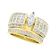 14K Yellow Gold Diamond Wedding Set Semimount - 2.16 Ct. - DOES NOT INCLUDE CENTER STONE
