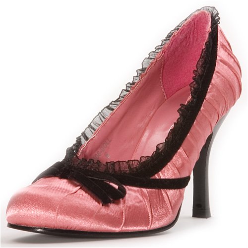 406-DOLL 4″ Pump with Lace Trim, Pink-Size 9