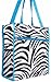 World Traveler Zebra Print Medium Travel Tote Bag, Black and White with Blue Trim