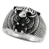 Surgical Steel Tiger Ring Blackened finish 11/16 in. (17mm), size 15