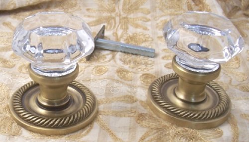 French Door Antique type Old Town Passage Knob Set 24% Lead Crystal Glass & Antique Brass French Door Antique type Old Town Passage Knob Set 24% Lead Crystal Glass & Antique Brass