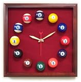 12in Square Billiard Clock Cherry & Burgandy Mali Felt