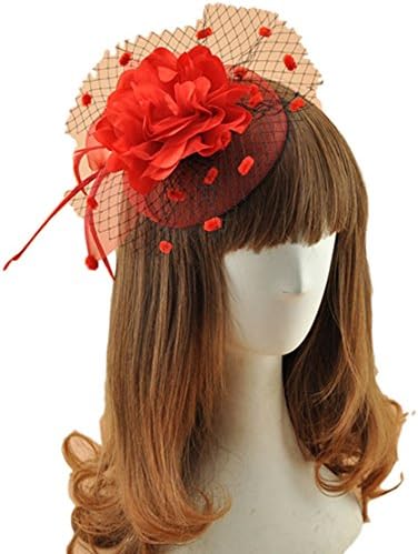 Fast Sister Women's Fascinators Flowers side clamp Feather Ascot Fascinator KF2 - orange