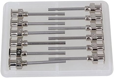 CNBTR 25mm/1" Silver Stainless Steel Industrial Syringes Dispensing Needle with 14Ga Blunt Tip Pack of 12