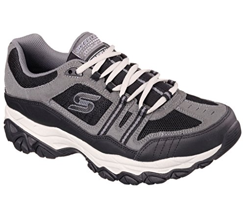 Skechers Sport Men's Afterburn Strike Memory Foam Lace-Up Sneaker, Charcoal/Black, 14 4E US