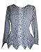 Agan Traders 2025 Spring Medieval Vintage Inspired Dress Tops - Asymmetrical Netted Hemline Button-Down Embroidered Blouse