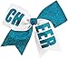 Chassé Girls' Cheer Performance Hair Bow Glitter Aqua/White