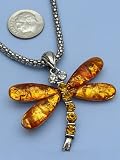 Brand New Yellow Topaz Tone Dragonfly Rhinestones Necklace Chain Pendant Charm Fashion Jewelry Gift