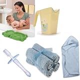 Baby Bath 4 Pc Care Set - Includes: Rinse Cup, Bath Cushion, Blue Terry Wash Cloths, Soft Toothbrush(Soft Hooded Towel not included) FREE SHIPPING!