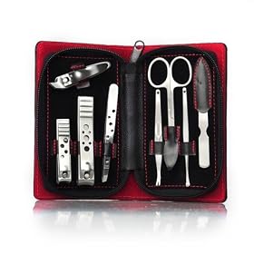 Alice™ 8pc Manicure/Pedicure Kit, Leather Travel & Grooming Kit, Graduation Gift Ideas