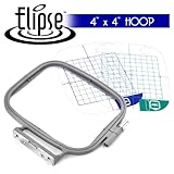 Elipse 4-inch x 4-inch Embroidery Hoop w/ Placement Grids for Brother PE-700, PE700II, PE-750D, PE-770, PE-780D, Innovis 1000, Innovis 1200, Innovis 1250D, PC-6500, PC-8200, PC-8500 And Babylock Ellure, Emore and Esante