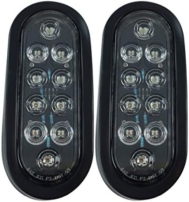 2 New LONG HAUL Trailer Truck LED Sealed Clear / Amber 6" Oval Stop Turn Tail Lights