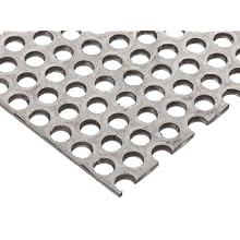 304 Stainless Steel Perforated Sheet, Unpolished (Mill) Finish, Annealed, 0.12" Thickness, 11 Gauge, 12" Width, 12" Length, Staggered Holes, 0.375" Center to Center