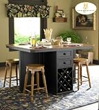 Home Elegance 5308BK-36 5 PCS 5 PCS BLK (KITCHEN ISLAND, 4 CNTR STOOLS)