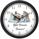 Jack (Parsons) Russell Terrier and Orange Tabby Kitten JP Dog Wall Clock by WatchBuddy Timepieces (Hunter Green Frame)