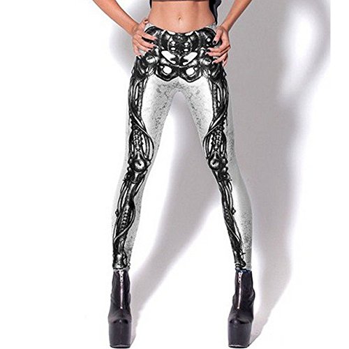 MicaCool Pants Mechanical Bones White Leggings Digital Print Tights