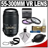Nikon 55-300mm f/4.5-5.6G VR DX AF-S ED Zoom-Nikkor Lens with 3-Piece Filter Set + Cleaning Accessory Kit for D40, D60, D90, D200, D300, D300s, D3000, D3100, D5000 & D7000 Digital SLR Cameras