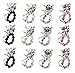Nail Art 3D Decorations Set of 12pcs Cats Studded With Silver, Black, AB And Pink Rhinestones / Crystals / Jewels / Gems By VAGA