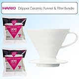 Hario VDC-02W Dripper V60 Size 02 Ceramic Coffee Funnel & Filter Bundle