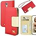Galaxy S4 Case,By HiLDA,Wallet Case,PU Leather Case,Credit Card Holder,Flip Cover Skin,Case for Samsung Galaxy i9500[Red]