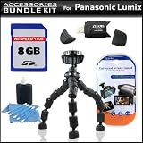 Accessory Kit For Panasonic Lumix DMC-LX5 Digital Camera Includes 8GB High Speed SD Memory Card + High Speed 2.0 USB SD Card Reader + Gripster Tripod + LCD Clear Screen Protectors + More
