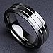 King Will 8mm Black Tungsten Carbide Rings Polished Beveled Edge Double Groove Wedding Bands (9)