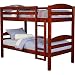 WE Furniture Twin / Twin Solid Wood Bunk Bed - Cherry