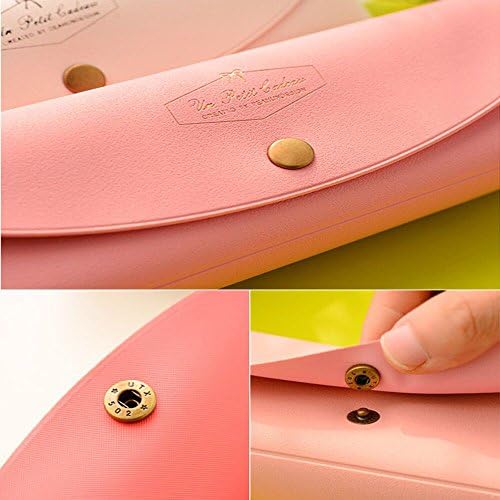 Joytutu Pure Color Pencil Pouch Pencil Case with Button Closure for Students (Pink Red)