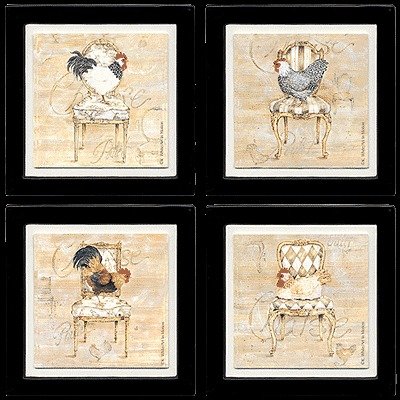 Roosters & Chairs Drink Coasters - Style XANWH1