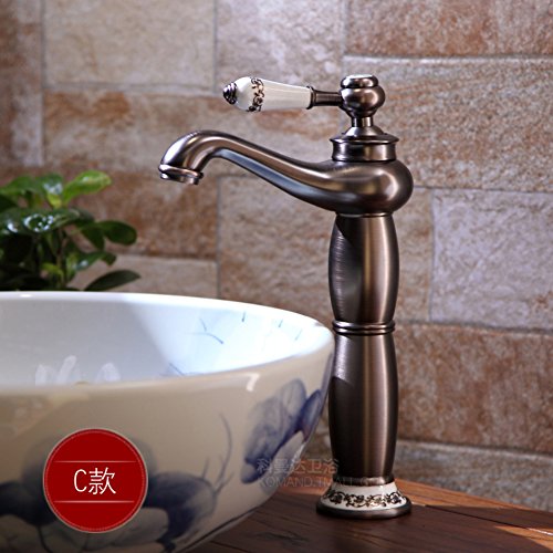 Full coppper antique faucet/Bathroom wash basin mixer/Chinese blue and white porcelain table ware-C