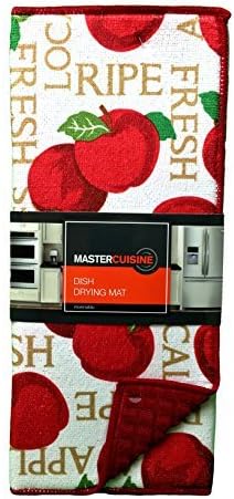 Master Cuisine Dish Drying Mat, Reversible, Apples, Red by Master Cuisine