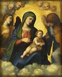Wallmonkeys Peel and Stick Wall Decals - Madonna and Child in Glory by Correggio - 18H x 14W Removable Graphic