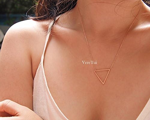 Simple Pink Rose Gold Triangle Cut Out Layering Chain Necklace
