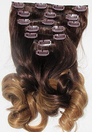 Fantasy Hair Women's Virgin Remy Hair Hair Clip in Human Hair Extensions Full Head Set Ombre Color Available (8, T#4/8)
