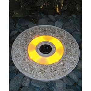 Solar Powered Lighted Stepping Stone, Round/White