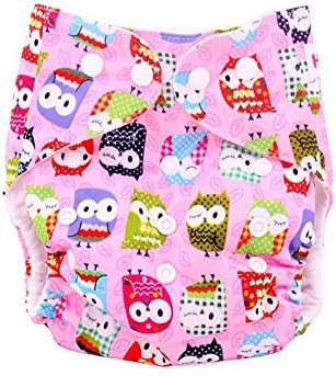 Baby One Size New Design Reuseable Washable Pocket Cloth Diaper Cover Nappy for Prefolds, Red Owls