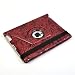 ATC 360 Degrees Rotating Imitation Embossment Flower Skin Leather Premium Protective iPad Case Compatible with Apple iPad 2 2nd Generation 3G Tablet, WIFI Model, 16GB, 32GB, 64GB- Dark Red