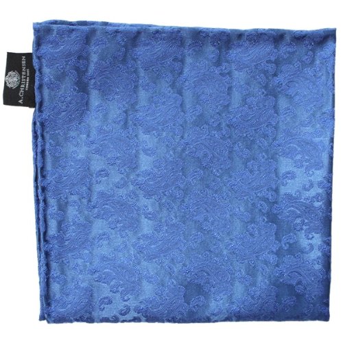 Royal Blue Satin Paisley Silk Handkerchief by Amanda Christensen
