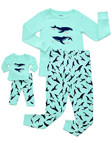 Leveret Girls Matching Doll & Kid Fish 2 Piece Pajama 100% Cotton (2-10 Years)