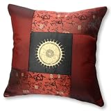 Silky Deep Red Decorative Embroidered Oriental Cushion Cover / Pillow Case