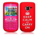 from AIO AIO Keep Calm & Carry On Lasred Silicone Case For Nokia C3 + LCD Screen Protector