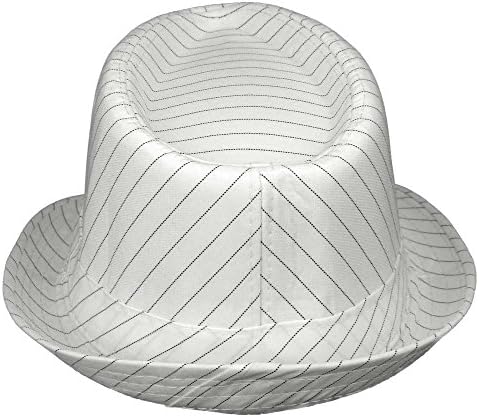 Apparel Sector Fedora Hat (Large, White Pinstriped)