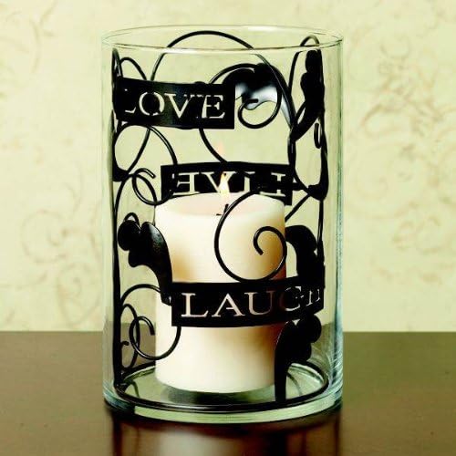 Essential Home Essence Glass Hurricane - Live, Laugh, Love